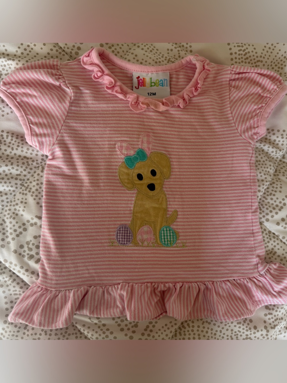 Jelly Bean pink striped Easter bunny dog t-shirt 12M